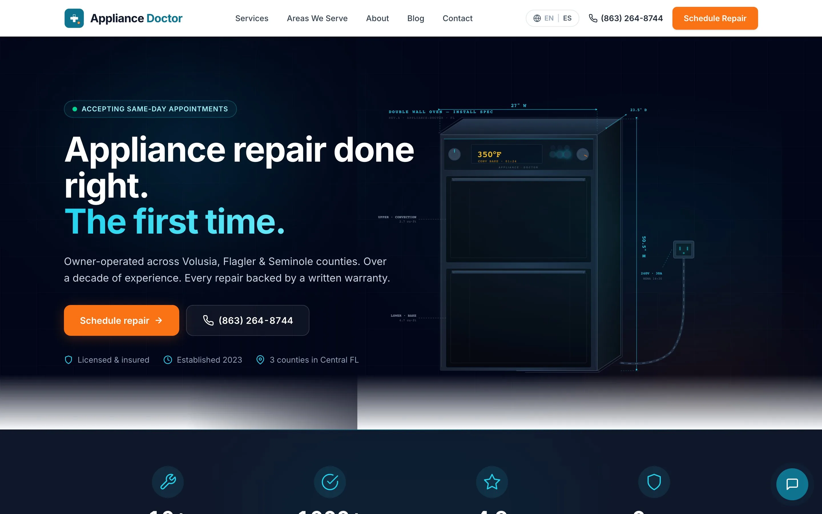 Appliance Doctor live-site screenshot