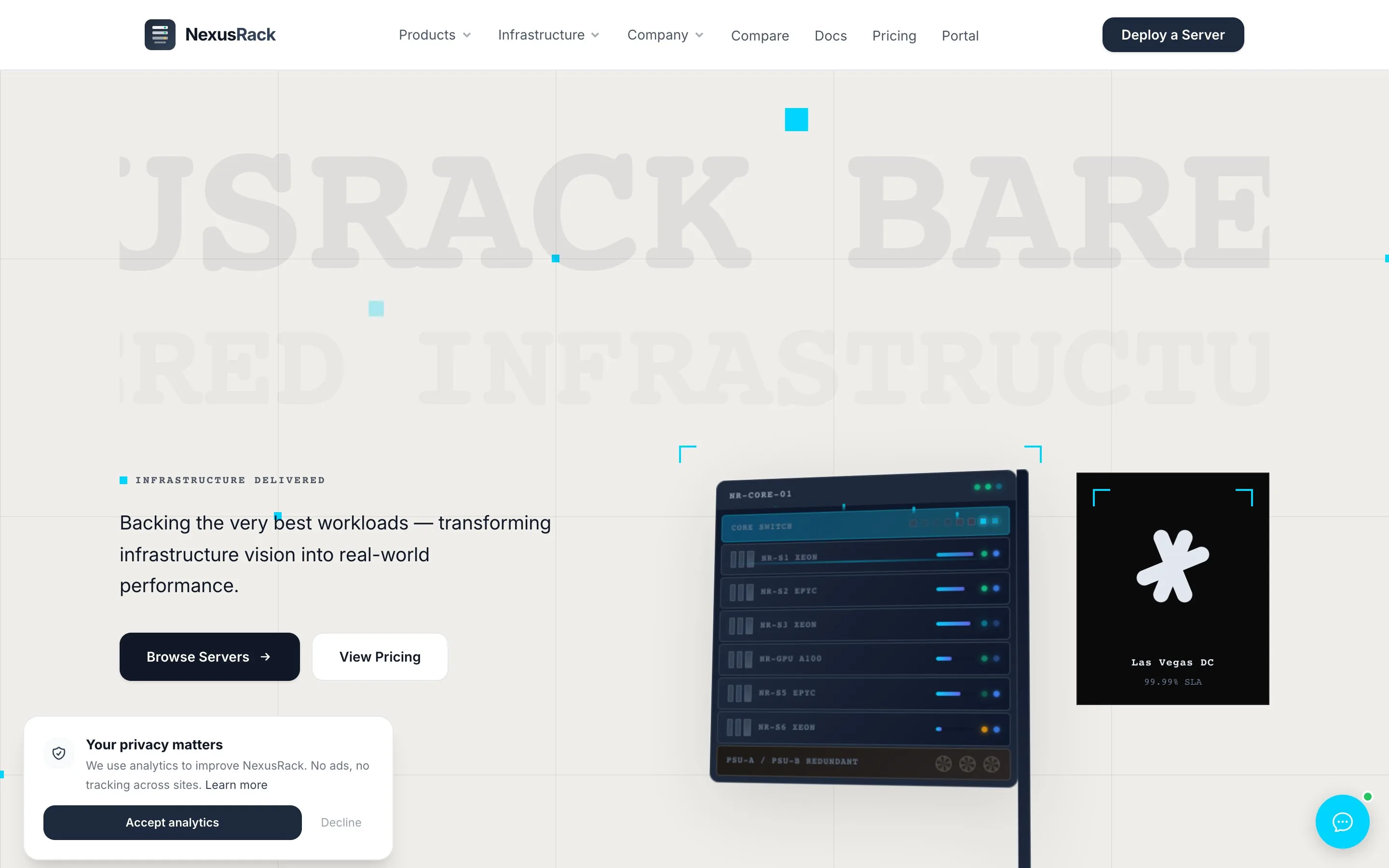 NexusRack live-site screenshot